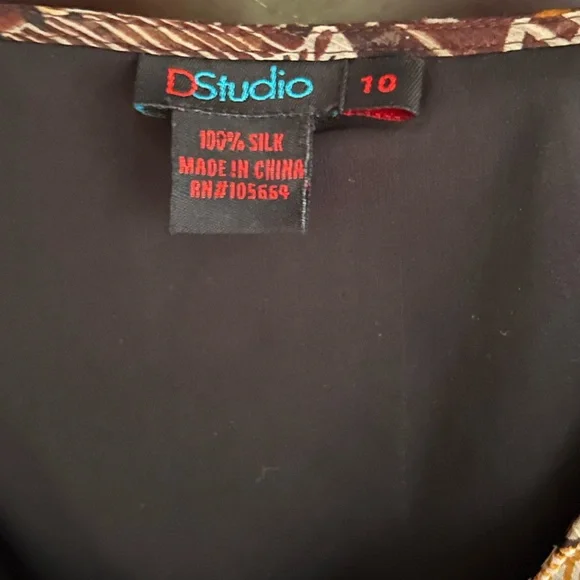 Y2K DSTUDIO 100% Silk Fairy Grunge Slip Dress Abstract Geo Indie Boho | Size 10 - Picture 3 of 14